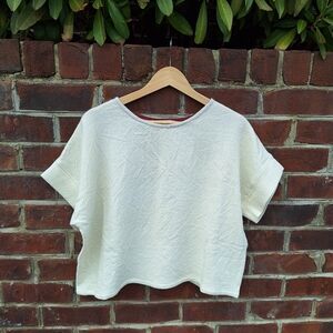 Elizabeth Suzann white wool short sleeve white top